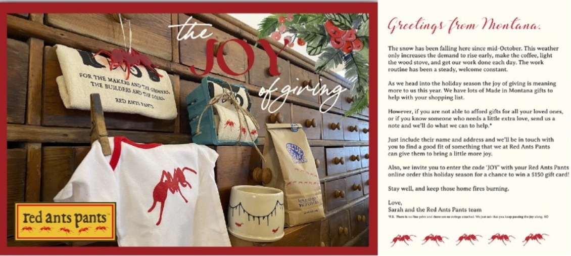 Red Ants Pants Holiday Postcard mailer - Eventgroove